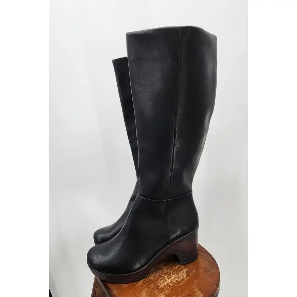 NEW NWOB B.O.C. Brogan High-Heel Knee-High Boots Size 8M Black Brown Comfort